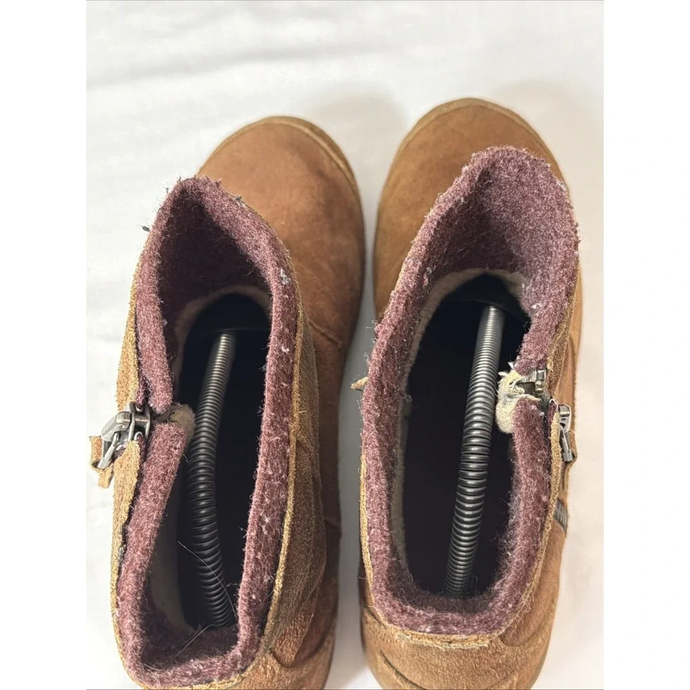 Sorel Meadow Women's 11 M Ankle Boots Brown Waterproof Suede NL2189-286 Side Zip